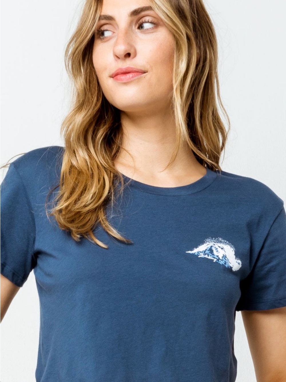 Billabong Women's Navy Blue Wave Pocket Graphic Tee
